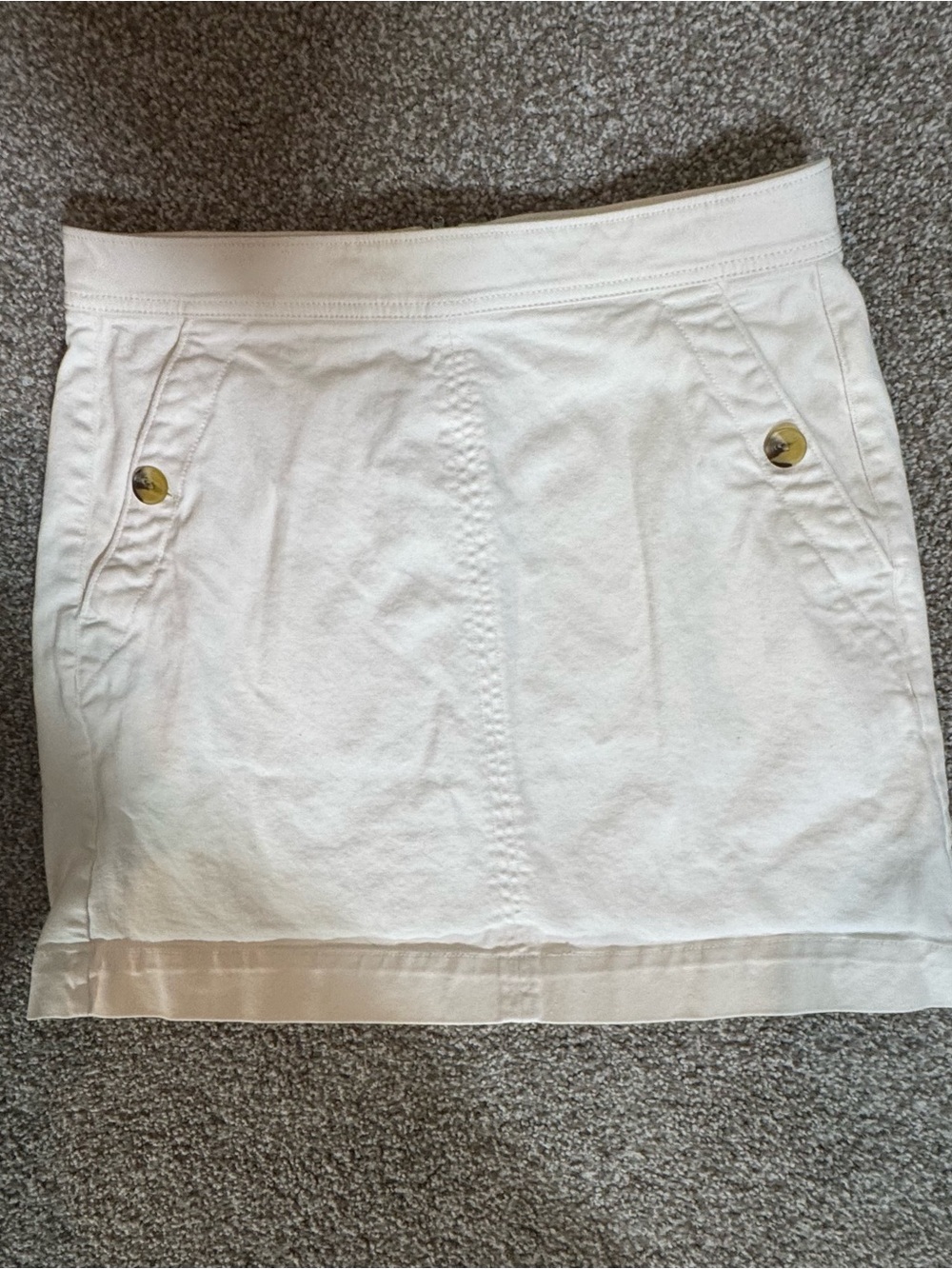 Free Assembly Jean Feel Button-Accent White Mini Skirt